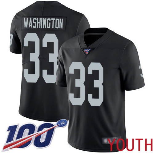 Oakland Raiders Limited Black Youth DeAndre Washington Home Jersey NFL Football 33 100th Jersey